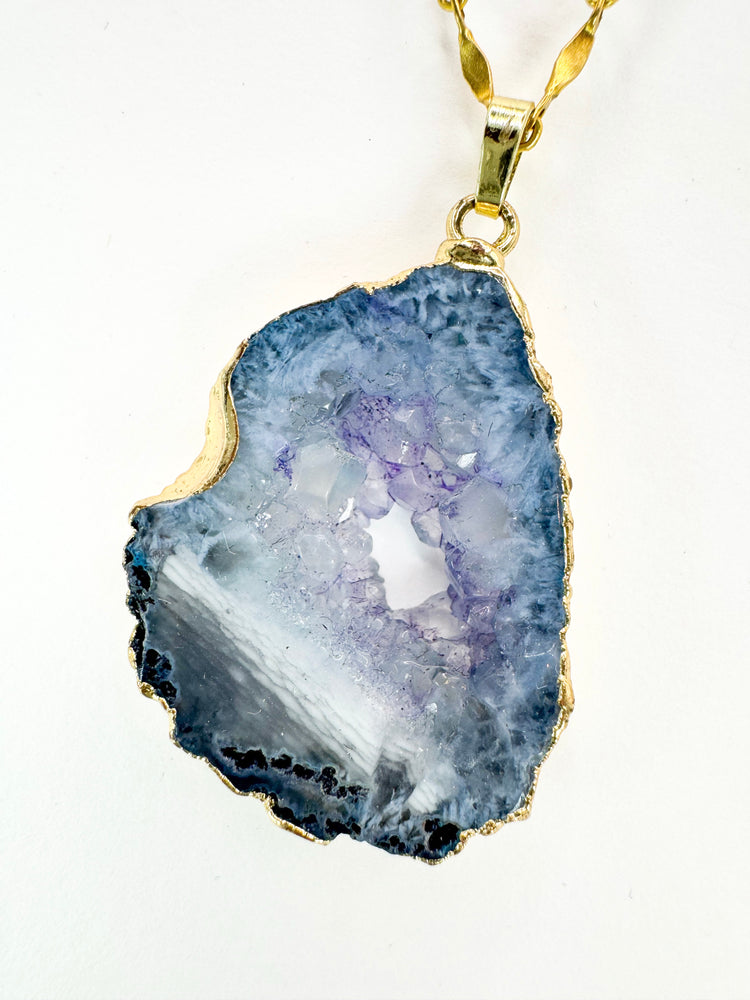 Collier FETTA DI VITA Bleu gris - Agate et Aigue marine - MTFORJEL