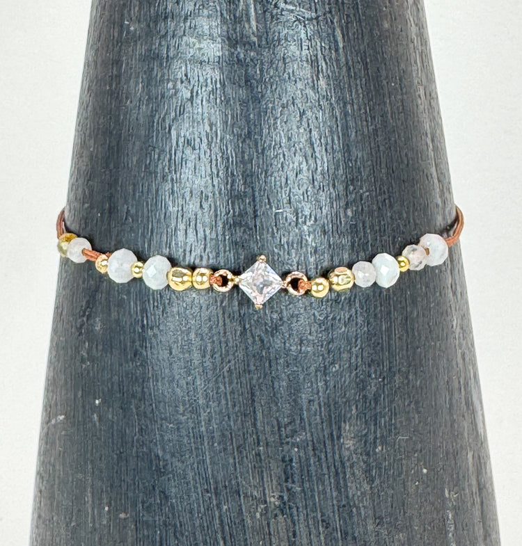 Bracelet sur cordon ACQUA CROZZA Blanc - Pierre fine