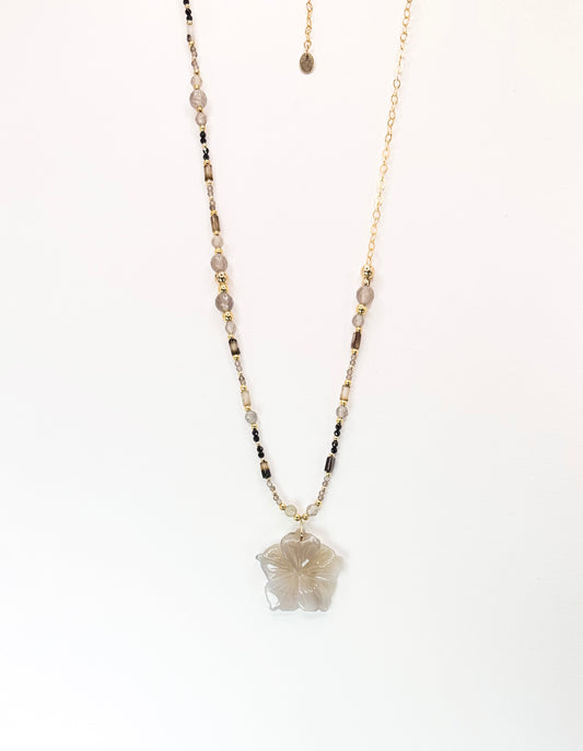 Collier FIORE double Gris - Agate - MTFORJEL