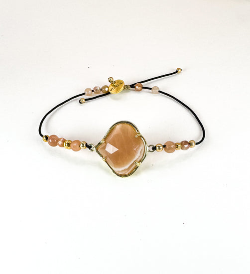 Bracelet PÉTALÉ Vieux rose - Pierre de soleil - MTFORJEL