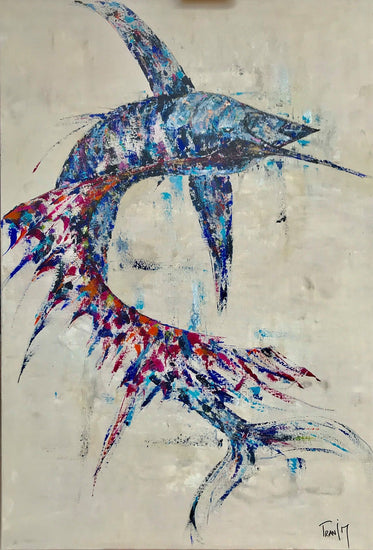 Espadon voilier en saut bleu et coloré