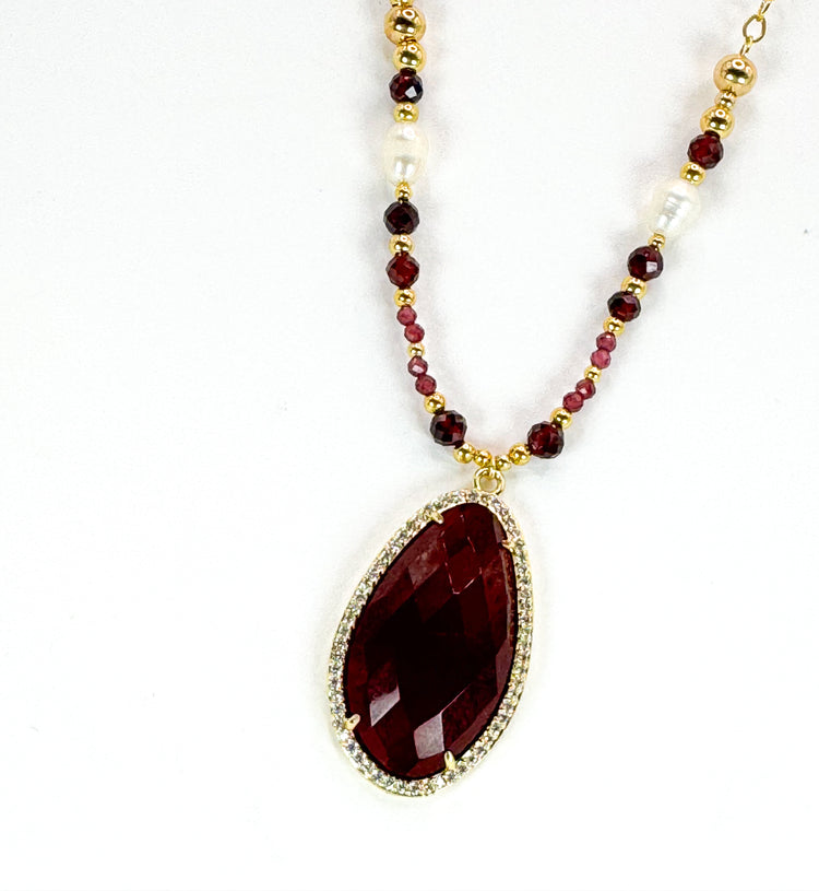 Collier  GOCCIA ZIRCONE double rang - Grenat - MTFORJEL