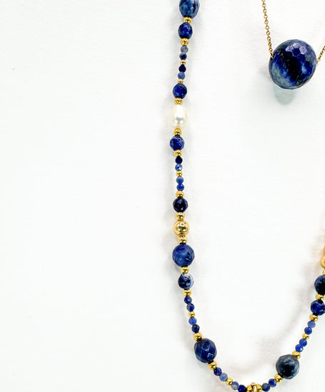 Collier DIFESA double rang Bleu - Sodalite - MTFORJEL