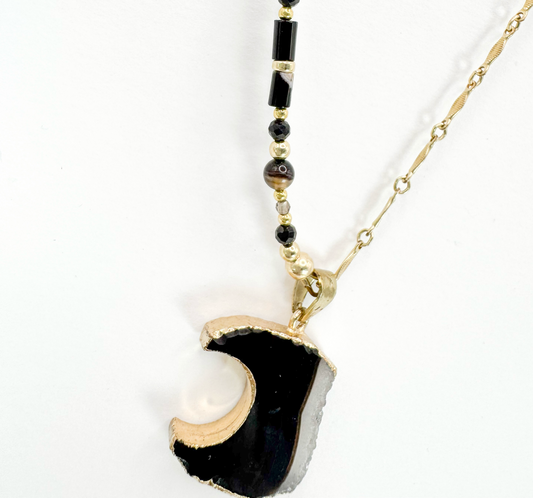 Collier FETTA DI LUNA  Noir - Agate et Onyx - MTFORJEL