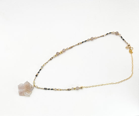 Collier FIORE double Gris - Agate - MTFORJEL
