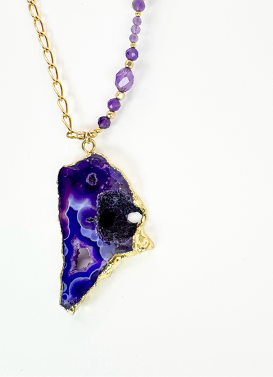 Collier FETTA DI VITA Violet - Agate et Améthyste - MTFORJEL