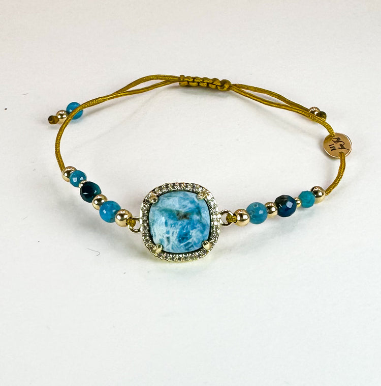 Bracelet PAVIMENTA n°2 Bleu vibrant - Apatite - MTFORJEL