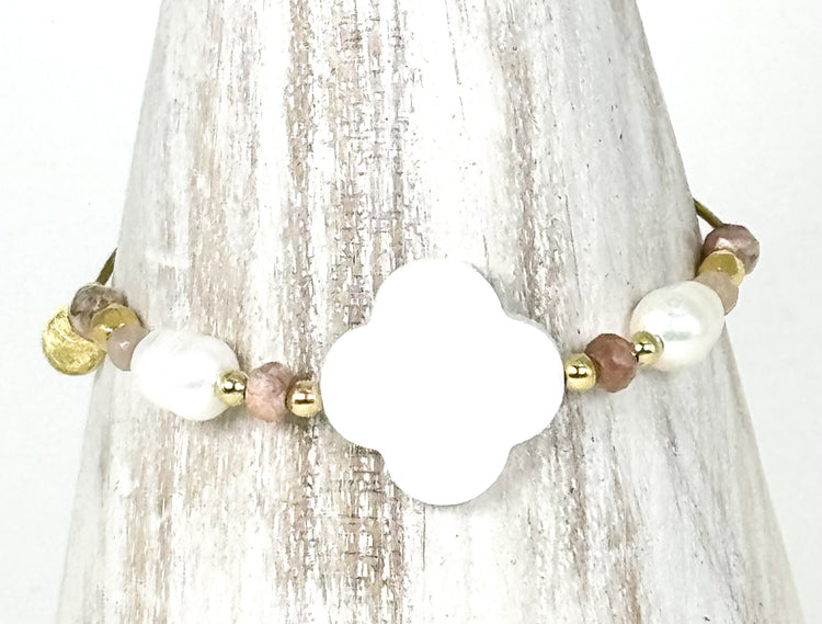 Bracelet LILI TRIFI Rose pâle - Rhodonite - MTFORJEL