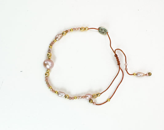 Bracelet FINEZZA LIA Rose pâle - Rhodonite et pierre de soleil - MTFORJEL