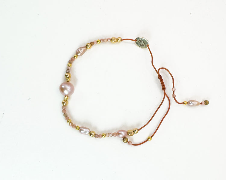 Bracelet FINEZZA LIA Rose pâle - Rhodonite et pierre de soleil - MTFORJEL