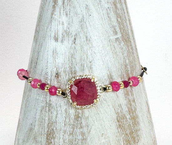 Bracelet PAVIMENTA n°2 Rose vibrant - Quartz rose et agate - MTFORJEL