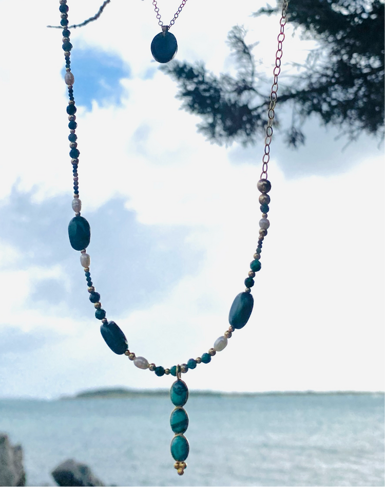Collier TRIBALI double rang Vert - Malachite - MTFORJEL