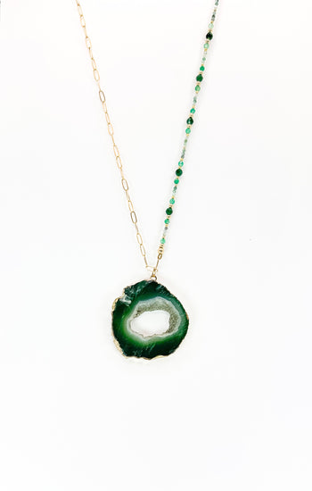 Collier FETTA DI VITA Vert - Agate, Jade, Amazonite et Onyx - MTFORJEL