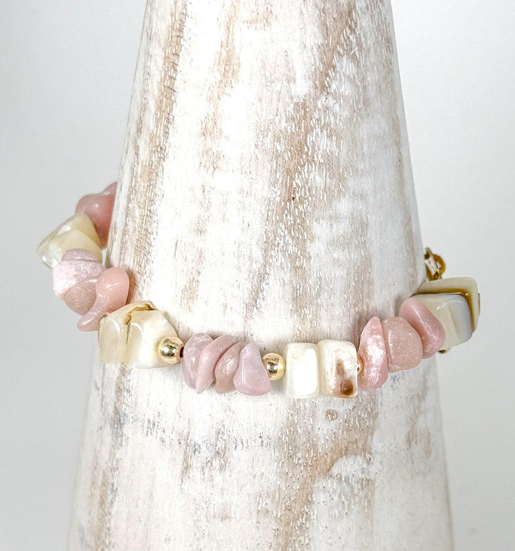 Bracelet LILI CUNCHI n°2 Rose pâle - Rhodonite - MTFORJEL