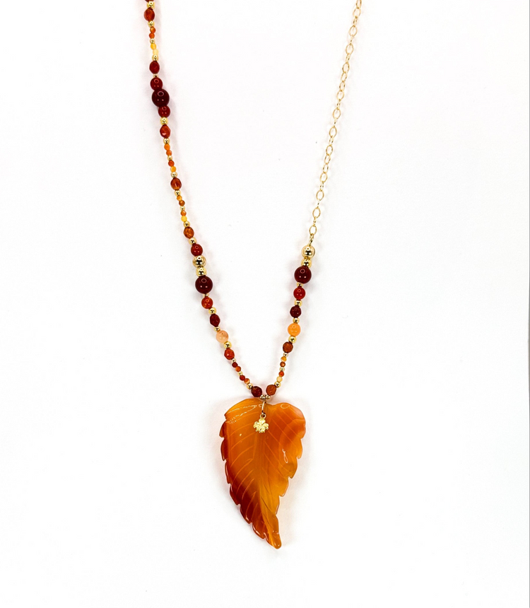 Collier FOGLIA Orangé - Agate - MTFORJEL