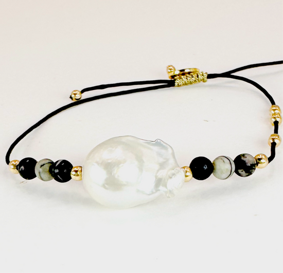 Bracelet SENZA Noir - Pierre de soie noire - MTFORJEL