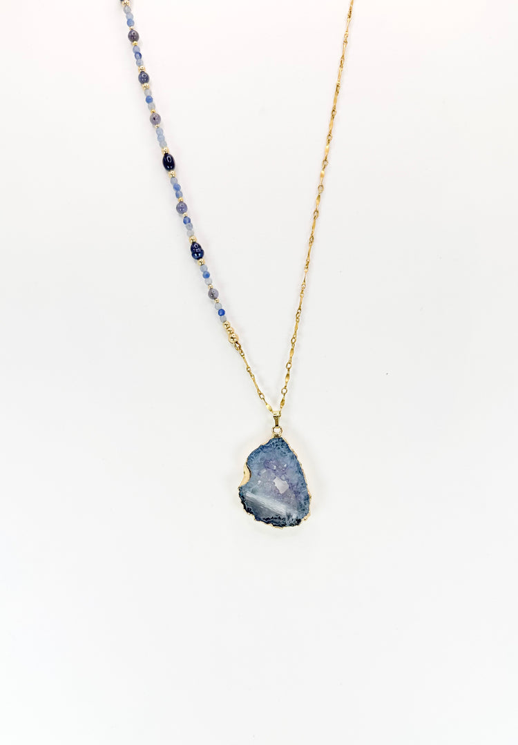 Collier FETTA DI VITA Bleu gris - Agate et Aigue marine - MTFORJEL