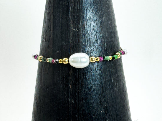 Bracelet FINEZZA LIA Vert incrustation rubis - Rubis zoïsite - MTFORJEL