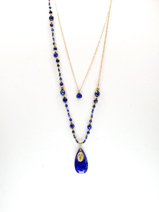 Collier FERVORE double rang n°6 Bleu - Lapis lazuli - MTFORJEL