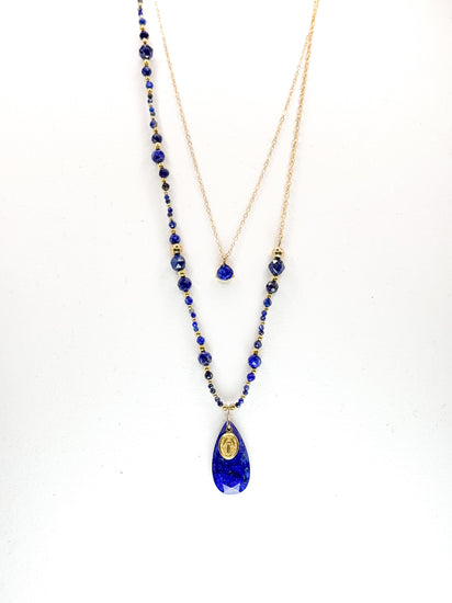 Collier FERVORE double rang n°6 Bleu - Lapis lazuli - MTFORJEL