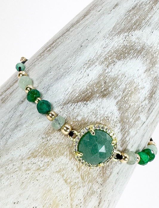 Bracelet PAVIMENTA n°1 Vert - Jade et aventurine - MTFORJEL