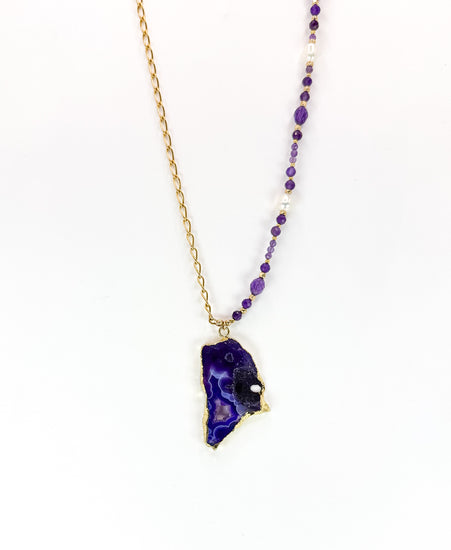 Collier FETTA DI VITA Violet - Agate et Améthyste - MTFORJEL