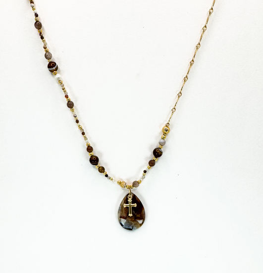 Collier FERVORE n°5 Marron - Agate - MTFORJEL