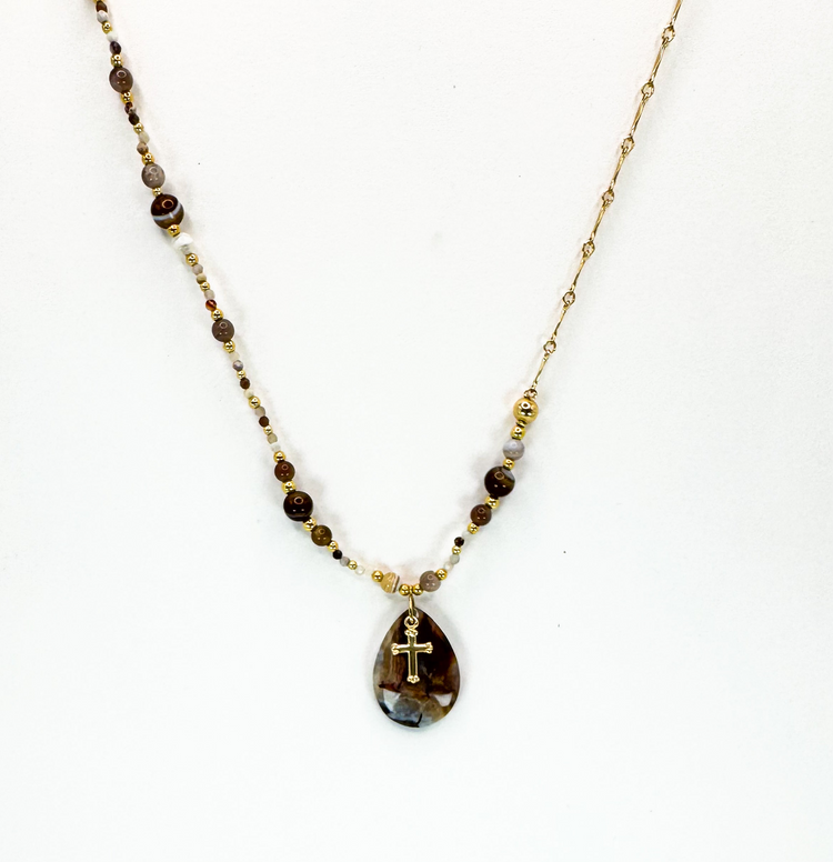 Collier FERVORE n°5 Marron - Agate - MTFORJEL