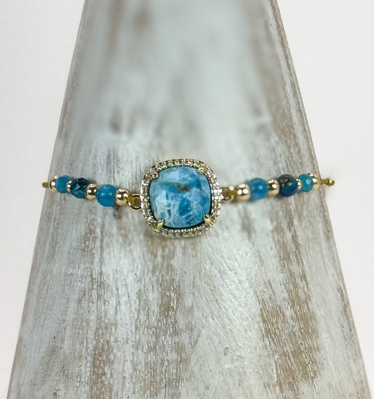Bracelet PAVIMENTA n°2 Bleu vibrant - Apatite - MTFORJEL