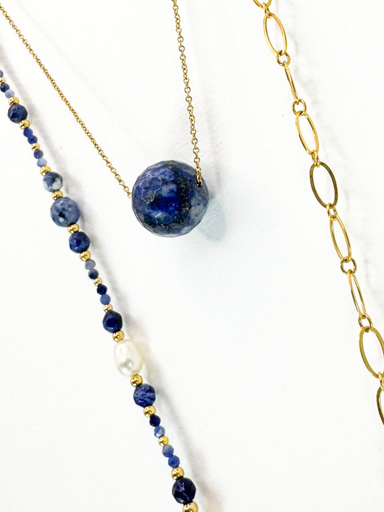 Collier DIFESA double rang Bleu - Sodalite - MTFORJEL