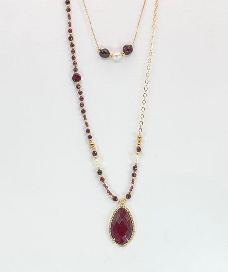 Collier  GOCCIA ZIRCONE double rang - Grenat - MTFORJEL