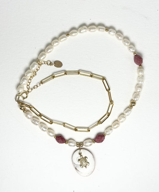 Collier Œil de Sainte Lucie | Tarta' Rhodonite - MTFORJEL