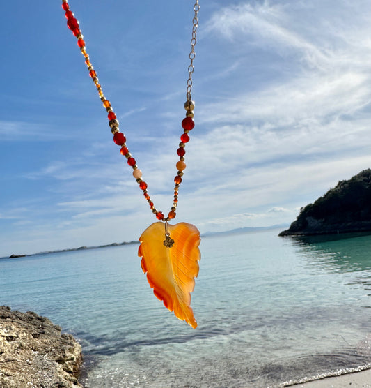 Collier FOGLIA Orangé - Agate - MTFORJEL