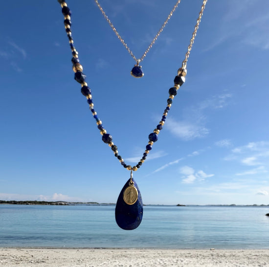 Collier FERVORE double rang n°6 Bleu - Lapis lazuli - MTFORJEL