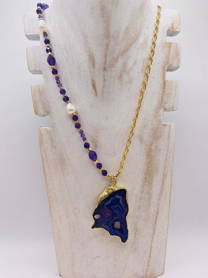 Collier FETTA DI VITA Violet - Agate et Améthyste - MTFORJEL