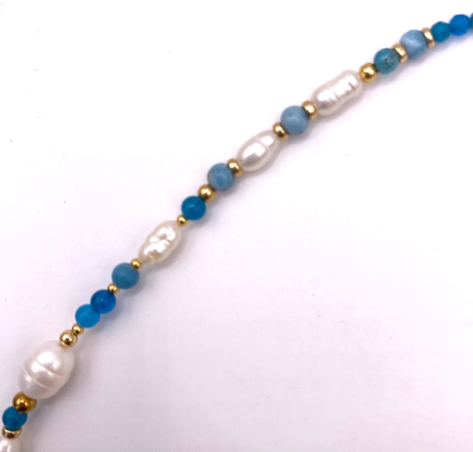 Collier LARMADIMARE Bleu - Keshi et Apatite - MTFORJEL
