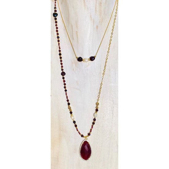 Collier  GOCCIA ZIRCONE double rang - Grenat - MTFORJEL