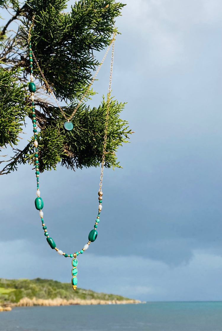 Collier TRIBALI double rang Vert - Malachite - MTFORJEL