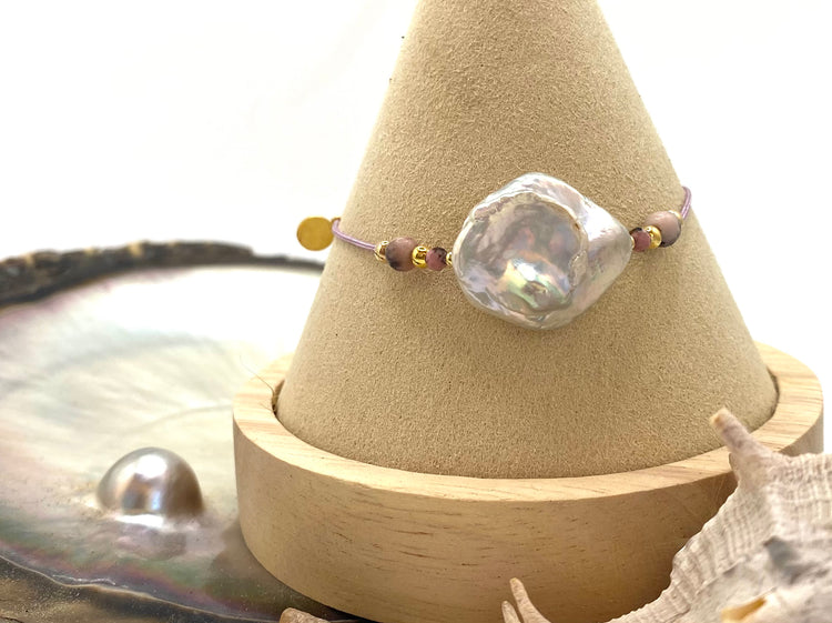 Bracelet RUVIZZA Rose pâle - Rhodonite et pierre de soleil - MTFORJEL