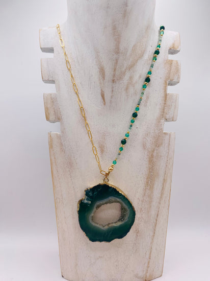 Collier FETTA DI VITA Vert - Agate, Jade, Amazonite et Onyx - MTFORJEL