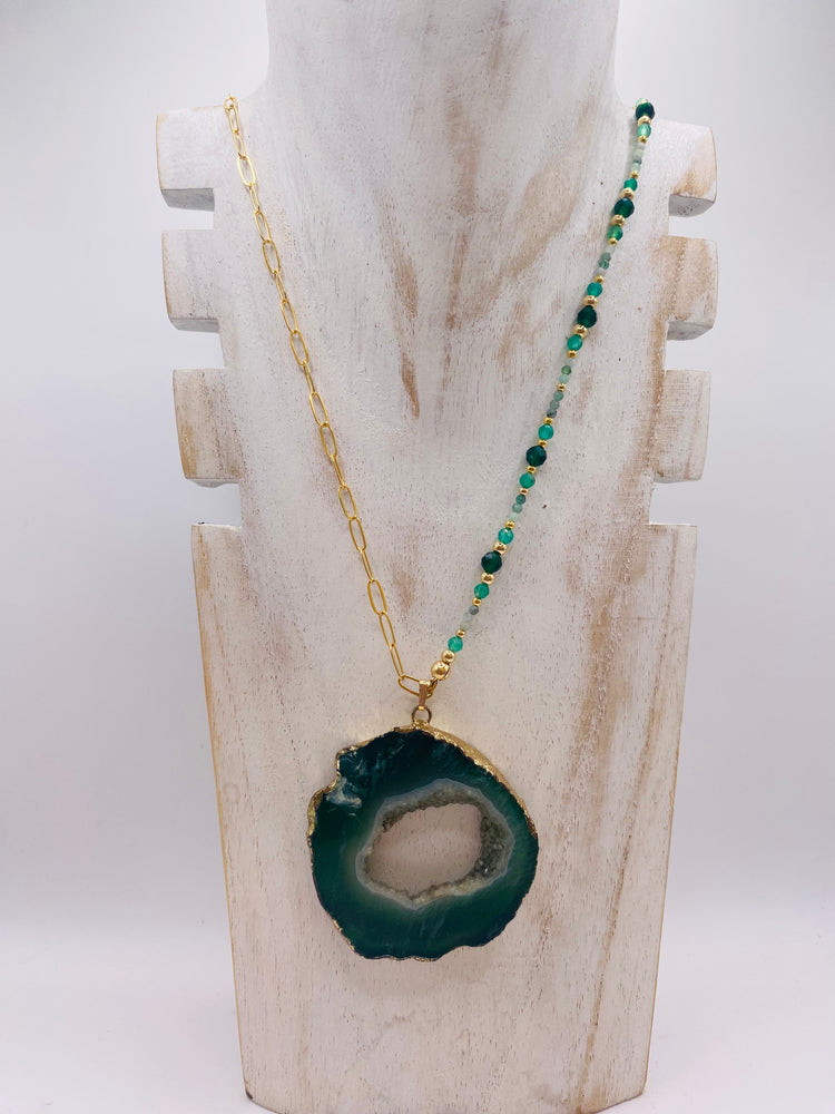 Collier FETTA DI VITA Vert - Agate, Jade, Amazonite et Onyx - MTFORJEL