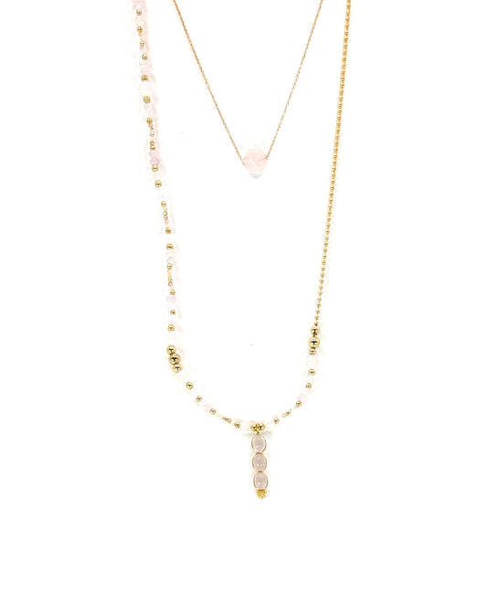 Collier TRIBALI 2 rangs | Quartz rose - MTFORJEL
