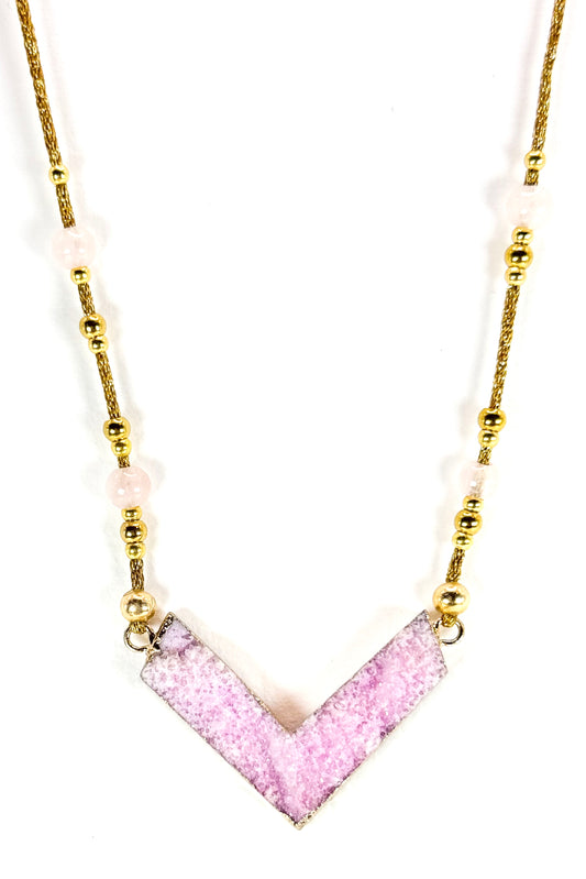 Collier VITTORIA | Agate et quartz rose - MTFORJEL