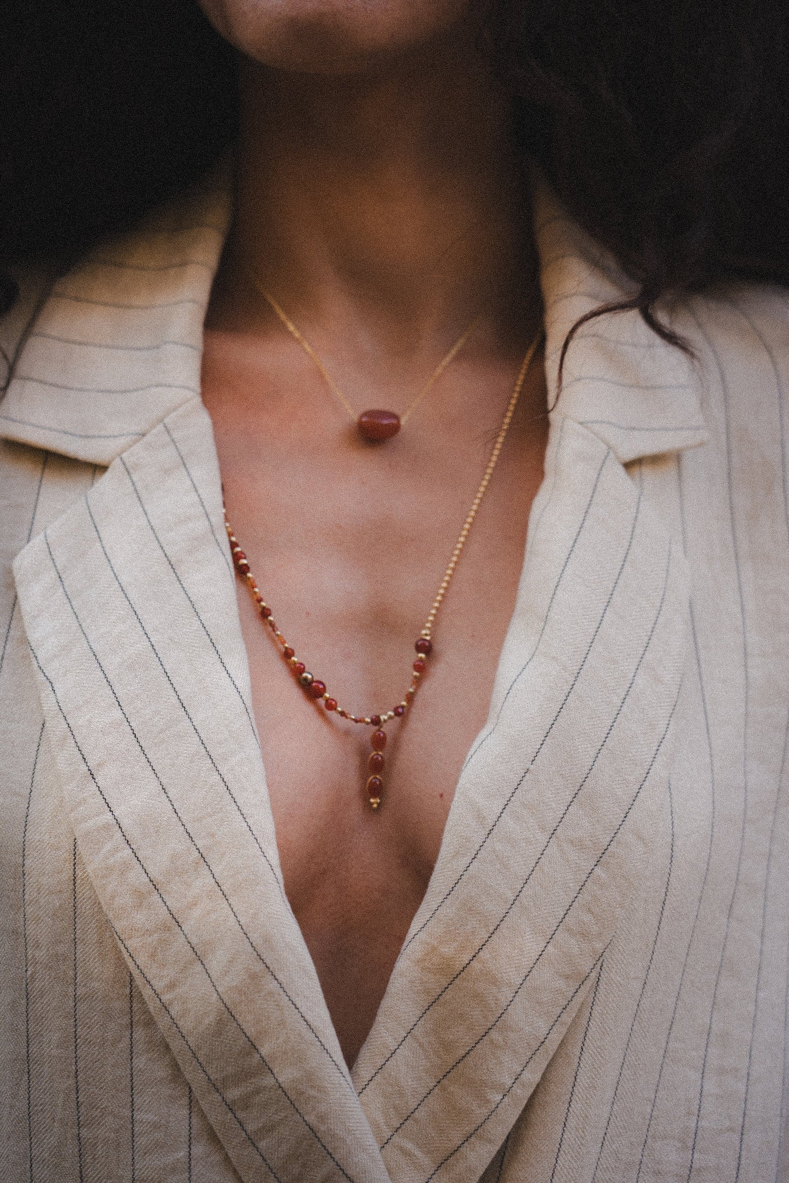 Collier tribali. Pendentif en pierre naturelle 