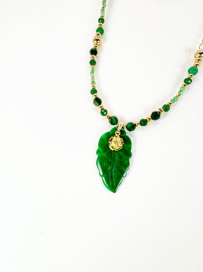 Collier FOGLIA double rang  Vert - Jade - MTFORJEL