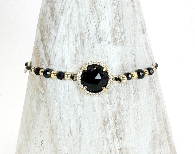 Bracelet PAVIMENTA n°1 Noir - Onyx et obsidienne - MTFORJEL