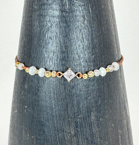 Bracelet sur cordon ACQUA CROZZA Blanc - Pierre fine