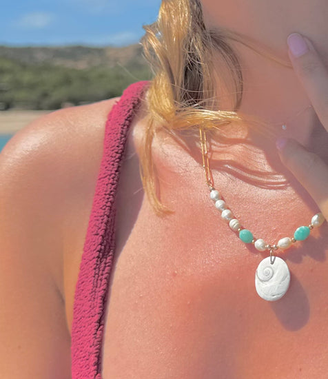Collier Oeil de Sainte Lucie sur chaîne en or laminé - Amazonite - MTFORJEL