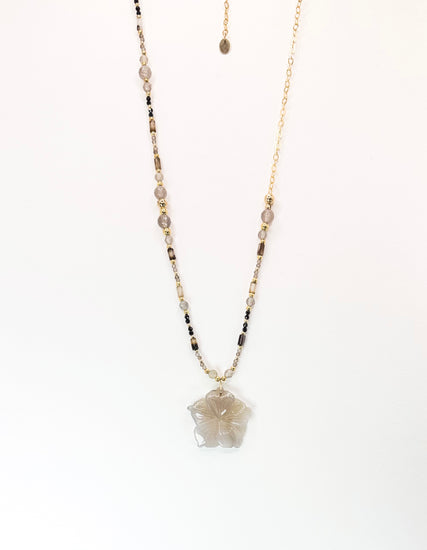 Collier FIORE double Gris - Agate - MTFORJEL