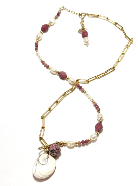 Collier Œil de Sainte Lucie | Rhodonite - MTFORJEL